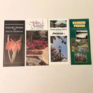 Vintage Lot of 4 Louisiana Brochures  Hodges Gardens Natchitoches Vernon Parish